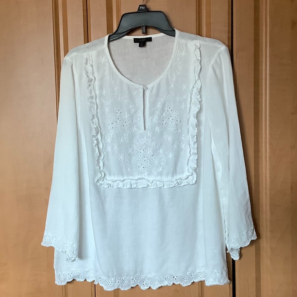White Embroidered Women's Top